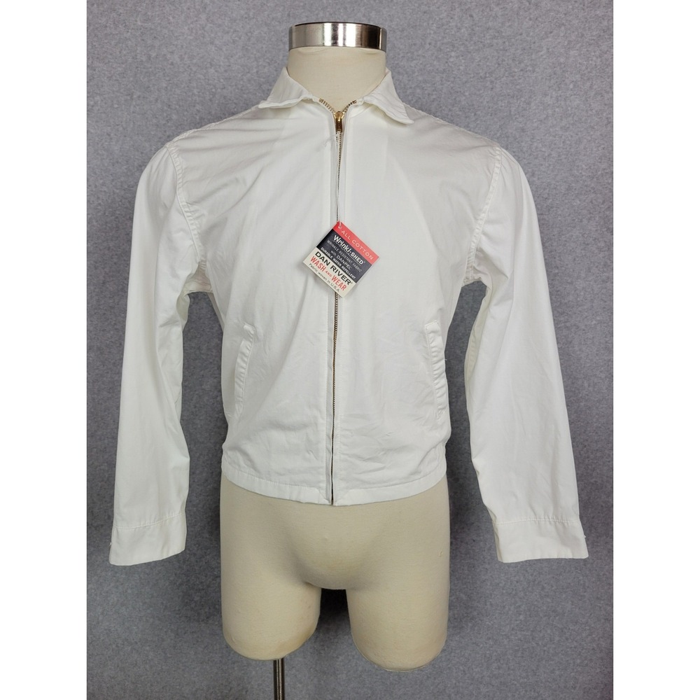 Vintage Tupelo Sportswear Dan River Cotton Zip Windbreaker Jacket White Mens M
